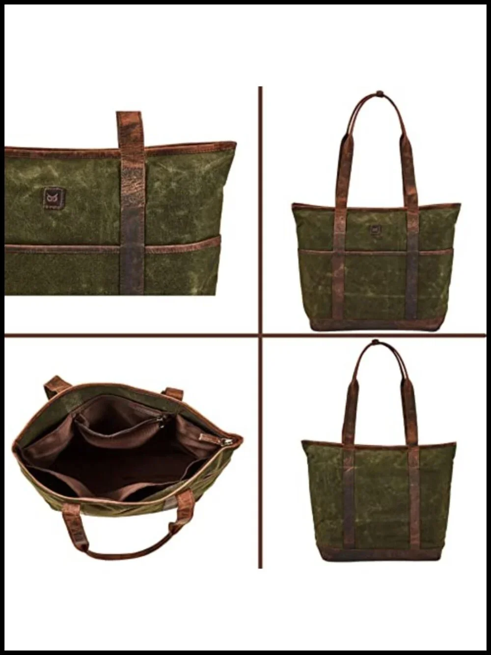 Large Canvas & Leather Tote Bag for Women Work Office Teacher
